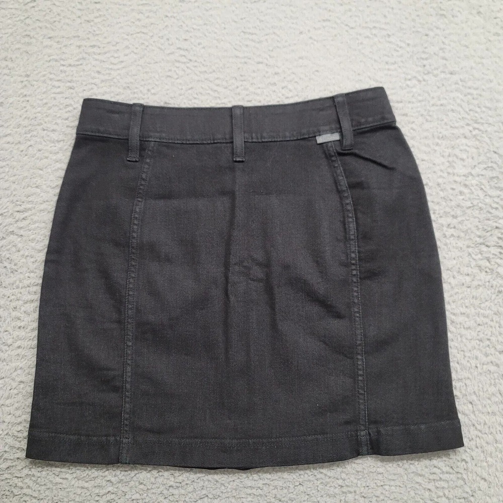 Columbia Skirt Womens 2 Black Denim Outdoors Casual Buttons Flat Front Stretch‎
